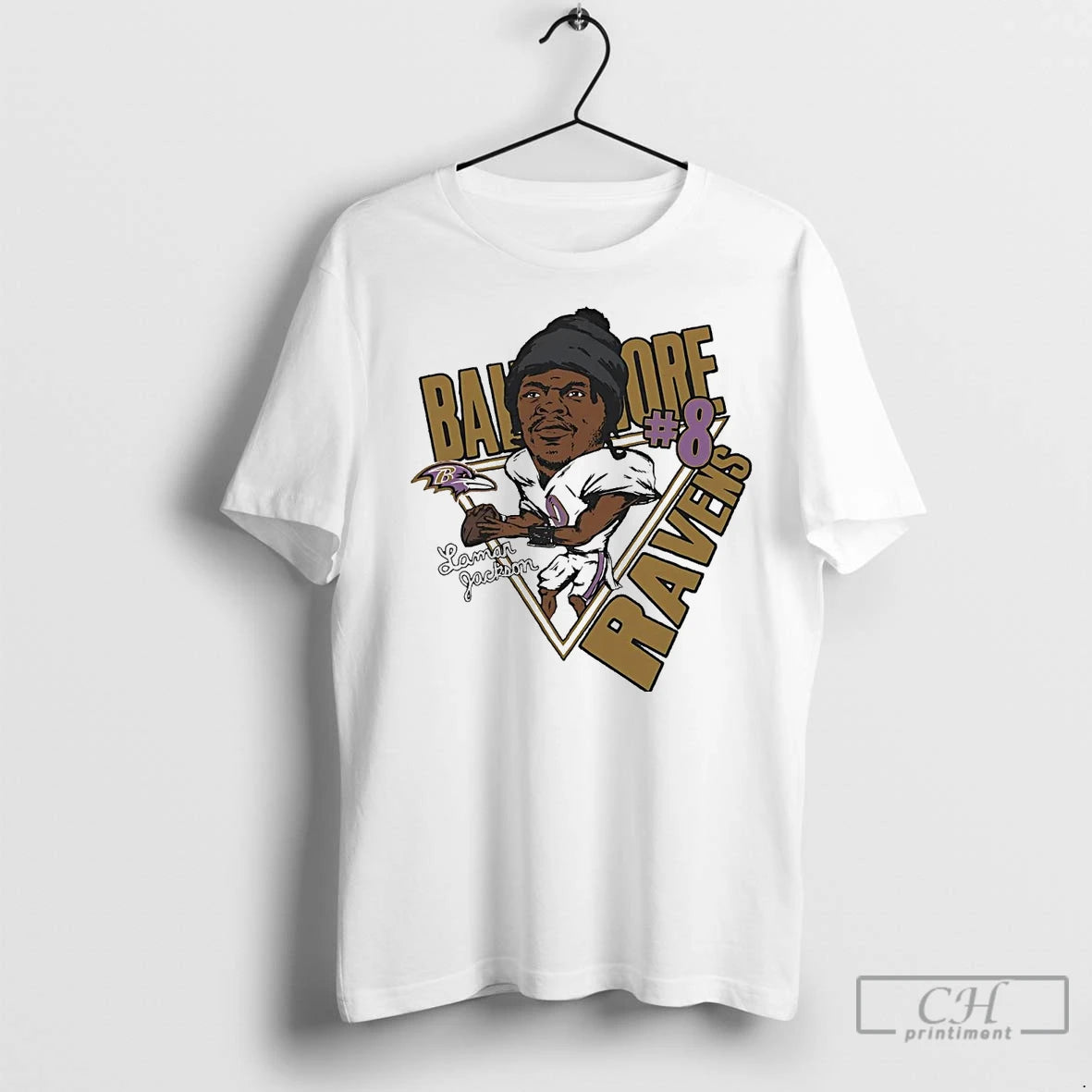 Classic Lamar Jackson Big Head Caricature Ravens
