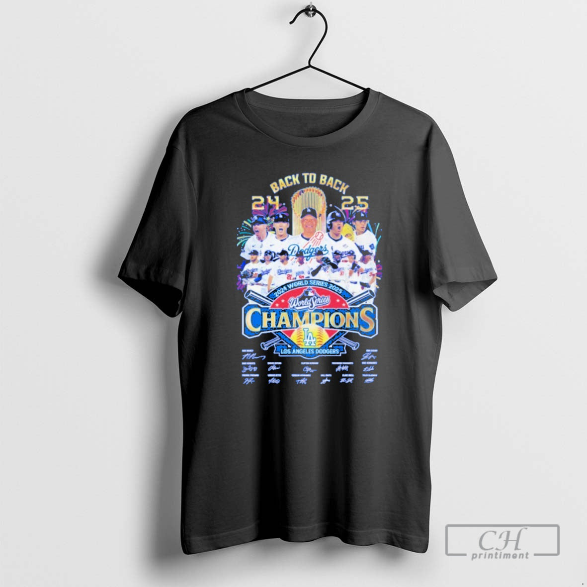 Classic Los Angeles Dodgers 2024 2025 Back To Back World Series Champs Signatures Blue T-Shirts, Hoodie, Sweatshirt