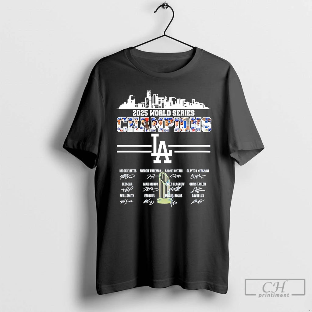 Classic Los Angeles Dodgers 2025 World Series Champions Team Name Signature T Shirts Hoodie, Sweatshirt | InkNestWear.com