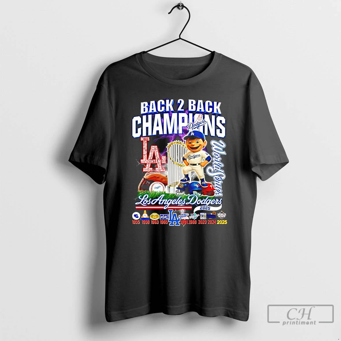 Classic Los Angeles Dodgers Back 2 Back Champions World Series Mascot T Shirts Hoodie, Sweatshirt | InkNestWear.com
