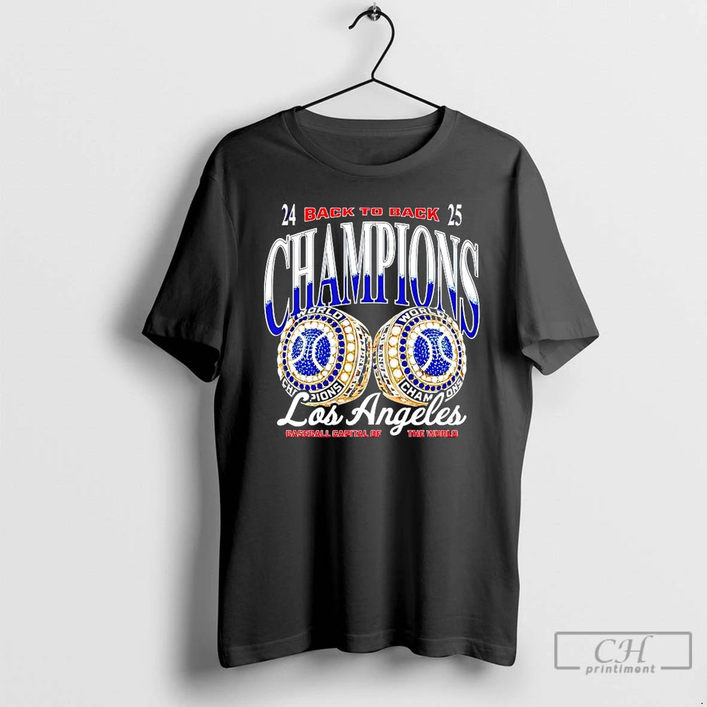 Classic Los Angeles Dodgers Back To Back 2024 2025 World Baseball Champions Rings T Shirts Hoodie, Sweatshirt