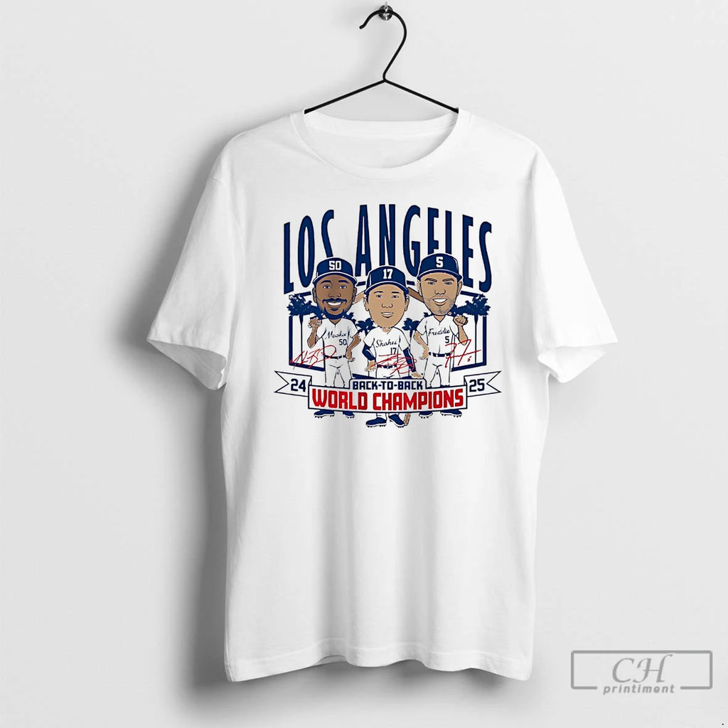 Classic Los Angeles Dodgers Back To Back World Champions 2025 Caricature T-Shirts, Hoodie, Sweatshirt | InkNestWear.com