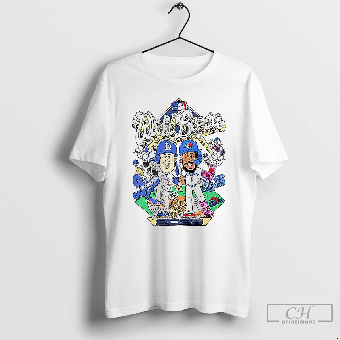 Classic Los Angeles Dodgers Vs Tornato Bkue Jays World Beeries 2025 Funny Caricature T Shirts Hoodie, Sweatshirt