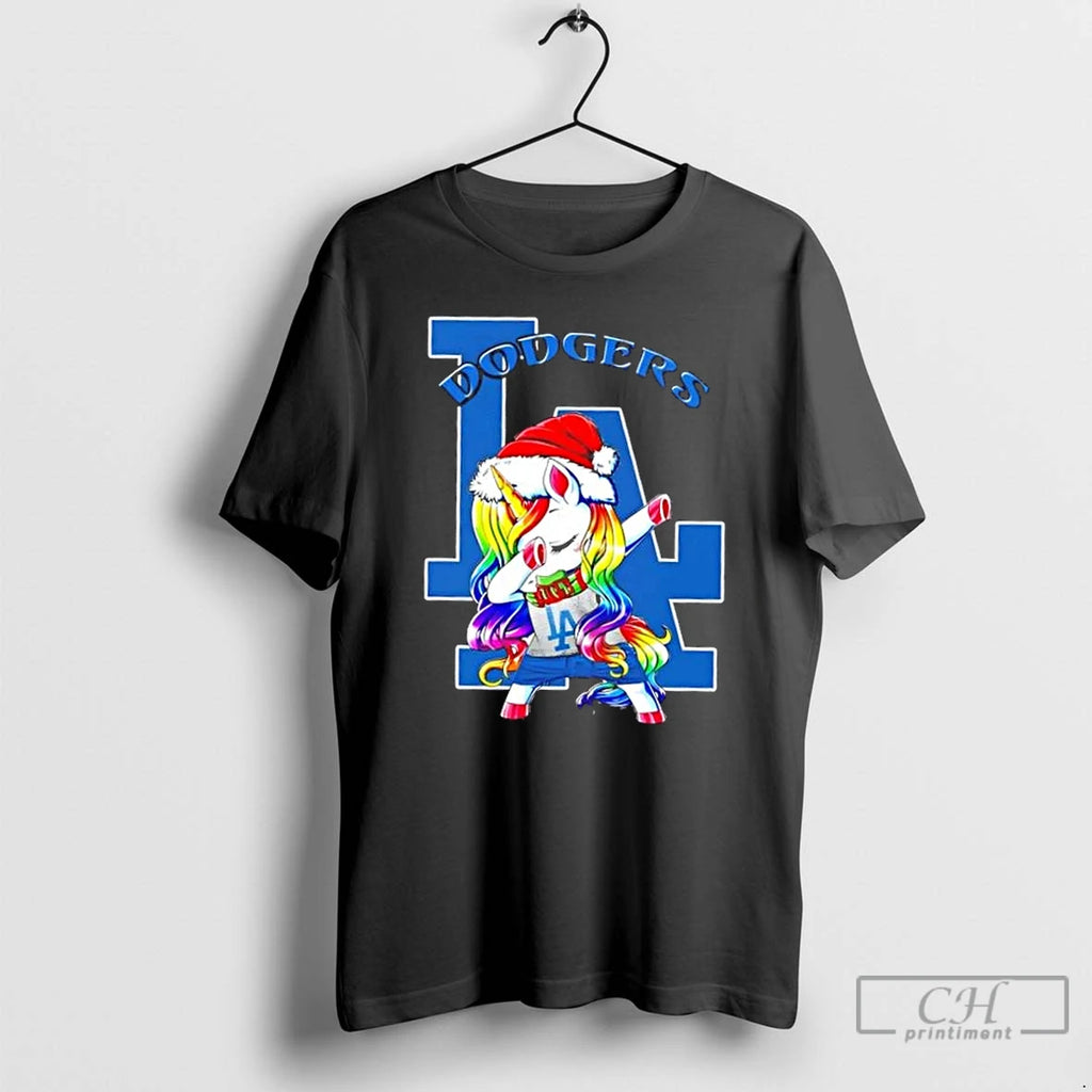Classic Los Angeles Dodgers X Unicorn Santa Hat Dabbing Merry Christmas T Shirts Hoodie, Sweatshirt | InkNestWear.com