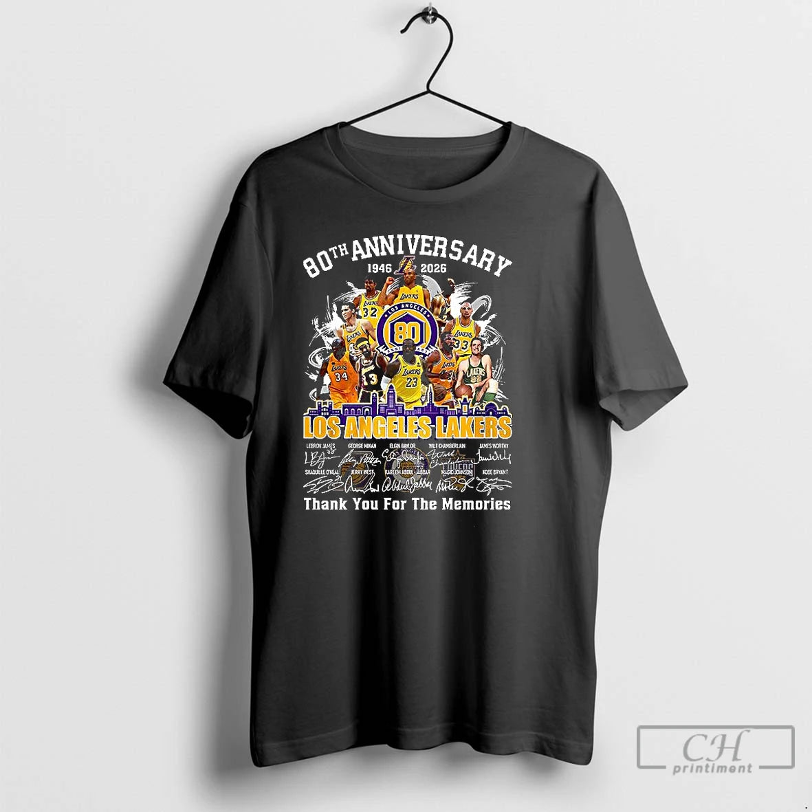 Classic Los Angeles Lakers 80th Anniversary 1946 2026 Thank You For The Memories Signature T-Shirts, Hoodie, Sweatshirt