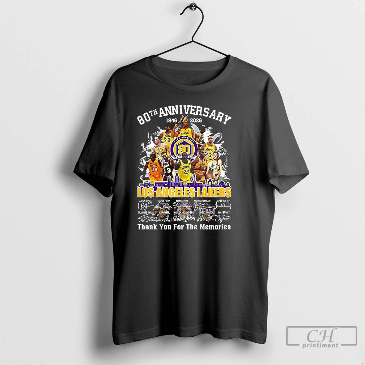 Classic Los Angeles Lakers 80th Anniversary Thank You For The Memories Player Signature T Shirts Hoodie, Sweatshirt