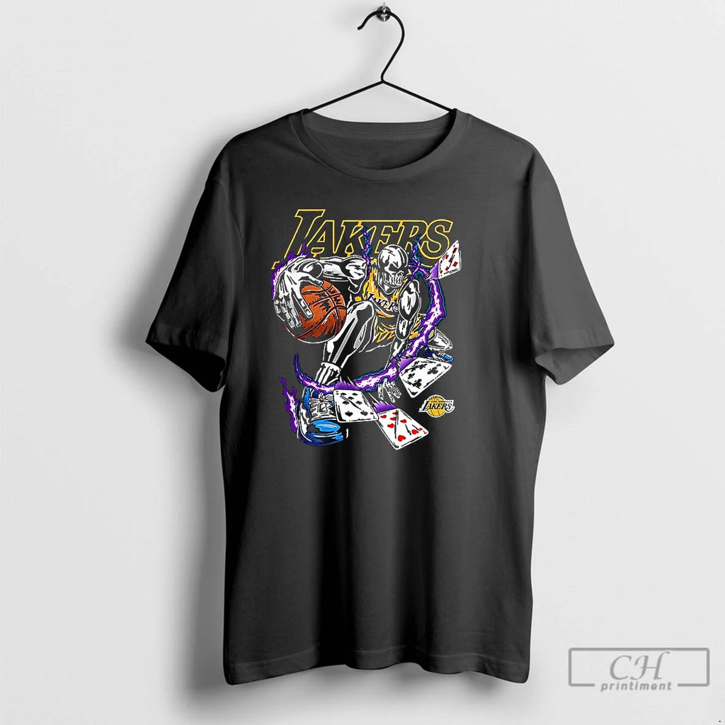 Classic Los Angeles Lakers Basketball Skeleton And Cards Halloween T Shirts Hoodie, Sweatshirt | InkNestWear.com
