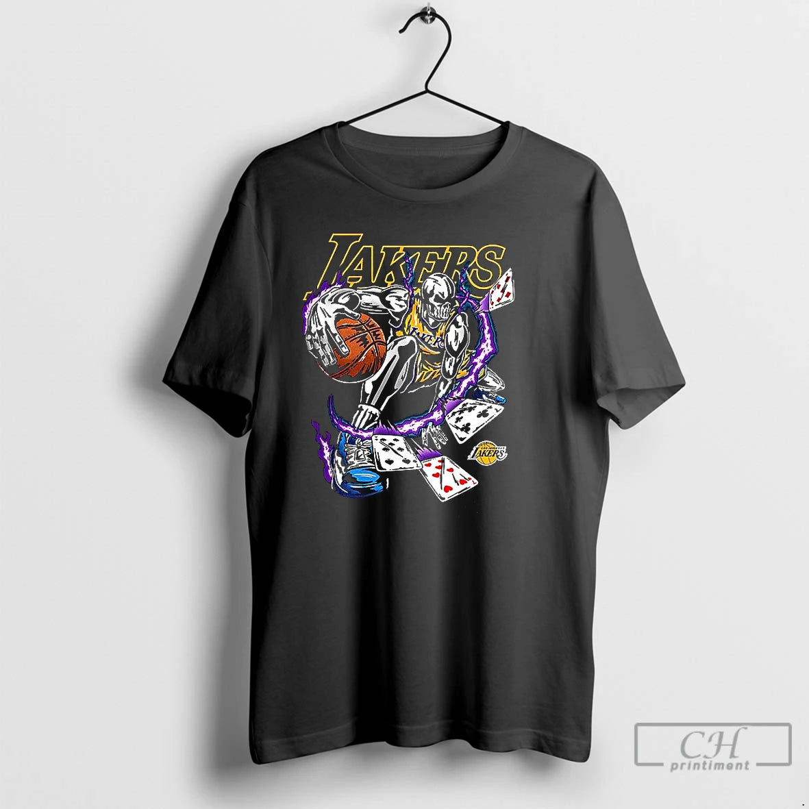 Classic Los Angeles Lakers Basketball Skeleton And Cards Halloween T Shirts Hoodie, Sweatshirt | InkNestWear.com