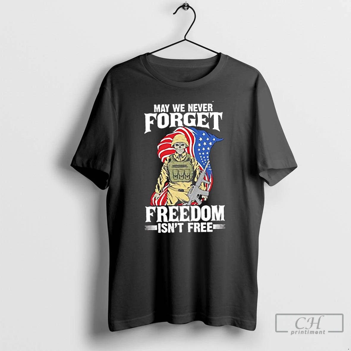 Classic May We Never Forget Freedom Isnt Free American Flag Skeleton Soldier T Shirts Hoodie, Sweatshirt | InkNestWear.com