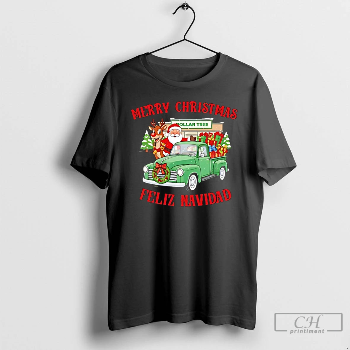 Classic Merry Christmas Feliz Navidad Dollar Tree Truck Santa T Shirts Hoodie, Sweatshirt | InkNestWear.com
