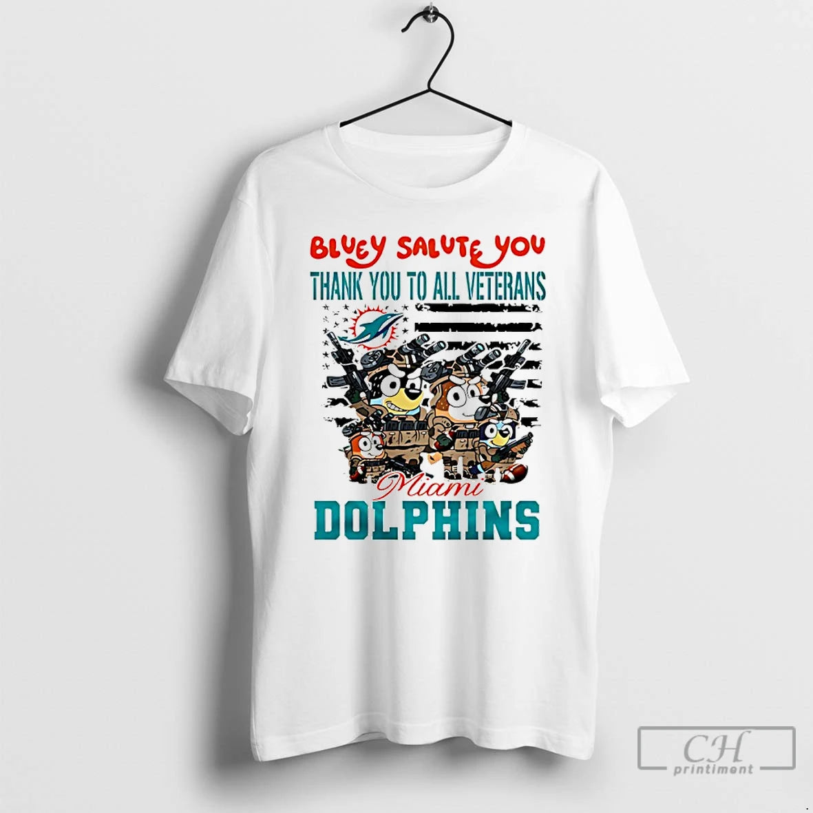 Classic Miami Dolphins Bluey Salute You Thank You To All Veterans T Shirts Hoodie, Sweatshirt | InkNestWear.com