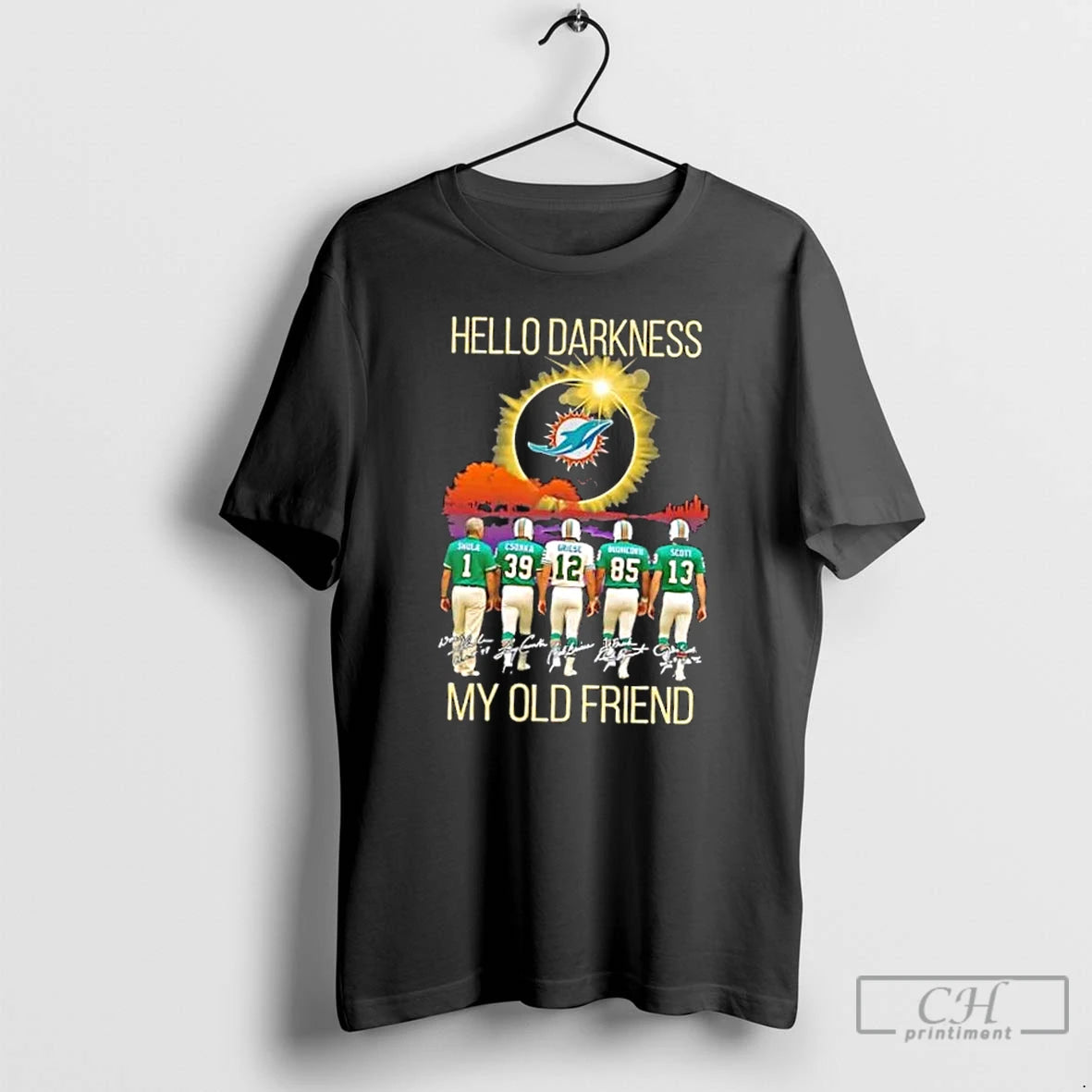 Classic Miami Dolphins Don Shula And Legends Hello Darkness My Old Friend Signatures T Shirts Hoodie, Sweatshirt