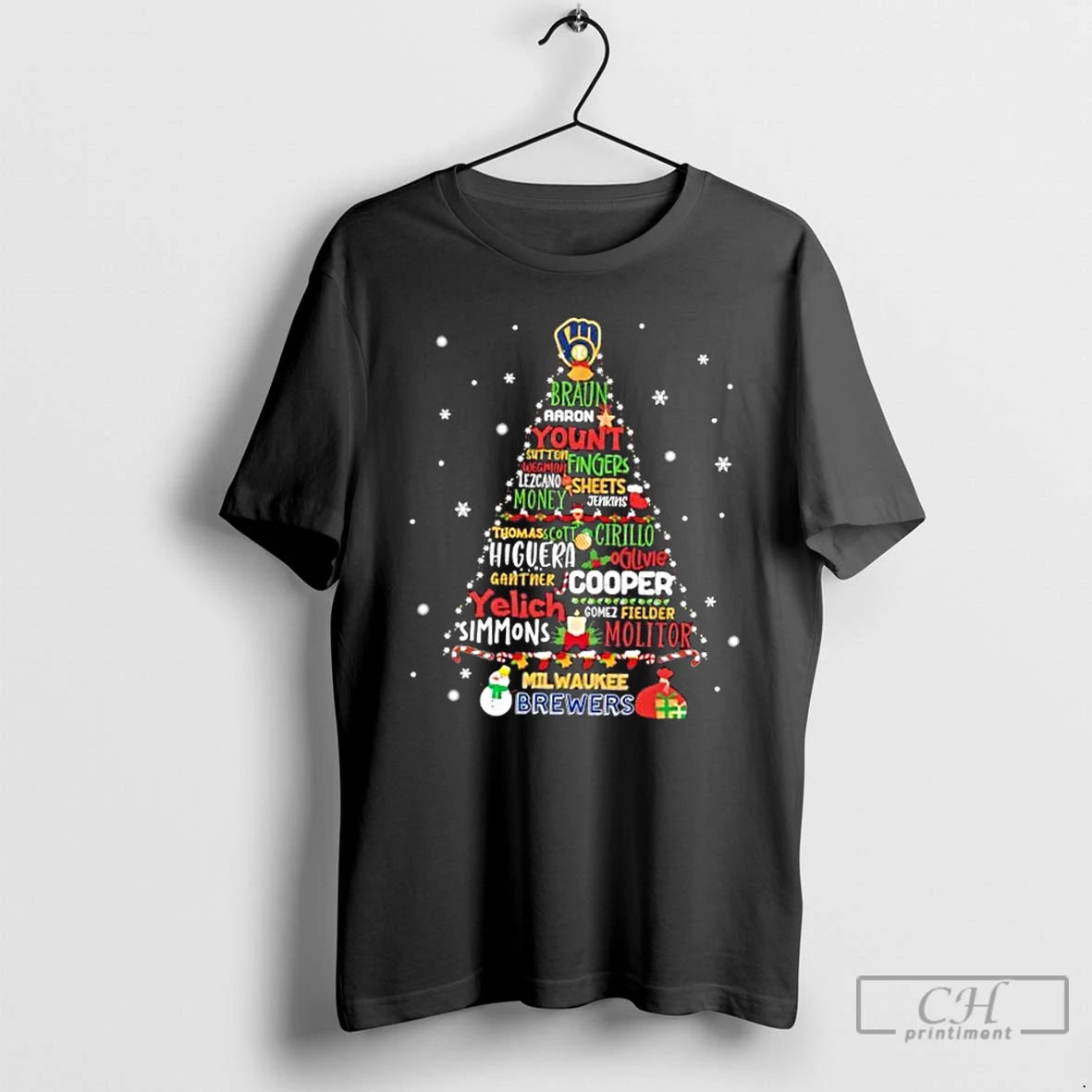 Classic Milwaukee Brewers Baseball All Names Christmas Tree T Shirts Hoodie, Sweatshirt | InkNestWear.com
