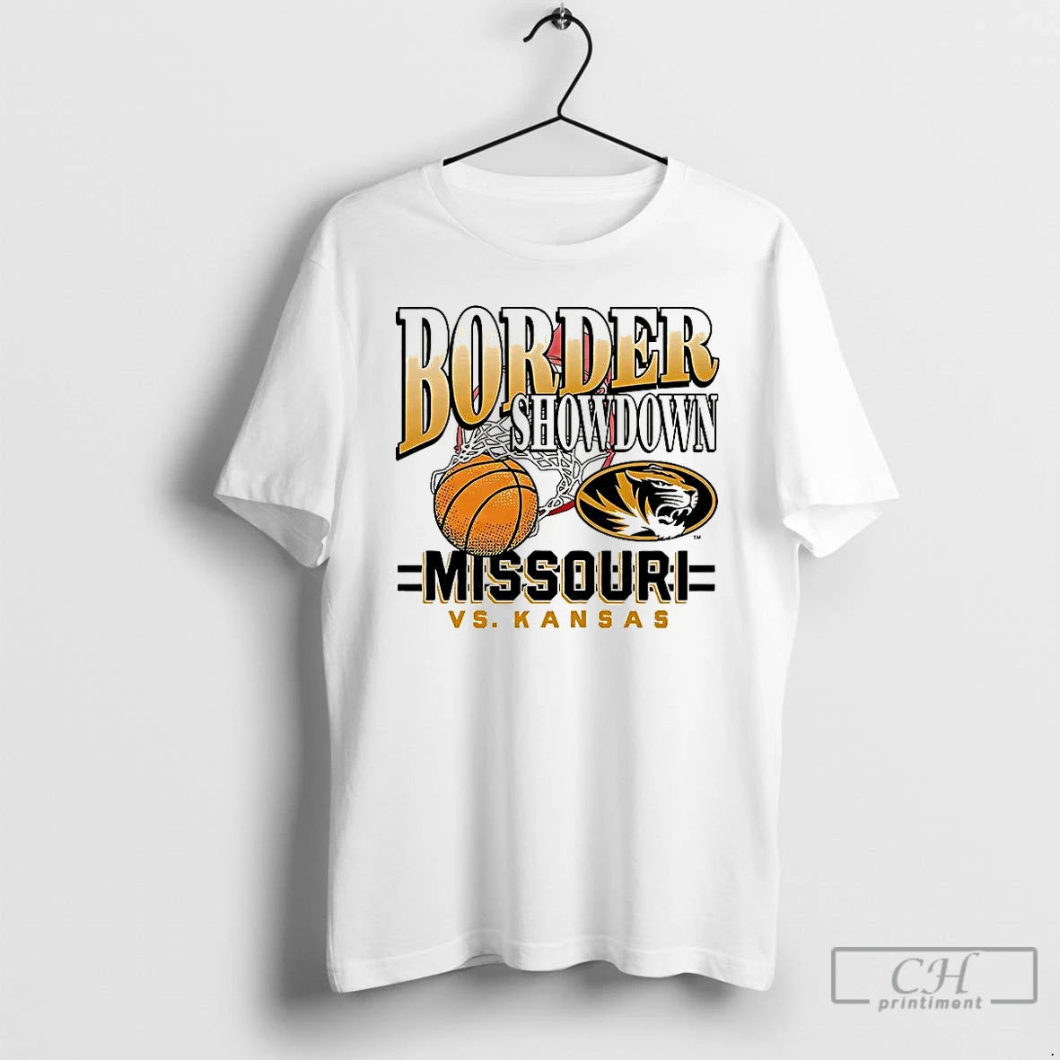 Classic Missouri Tigers Vs Kansas Jayhawks Basketball Border Showdown Mascot T-Shirts, Hoodie, Sweatshirt