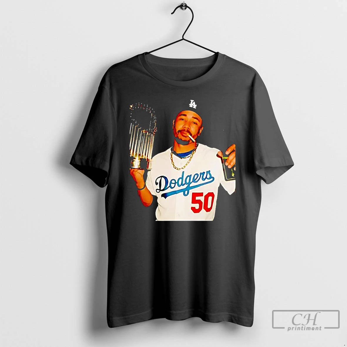 Classic Mookie Betts Smoking Trophy 2025 Dodgers Champion T Shirts Hoodie, Sweatshirt | InkNestWear.com