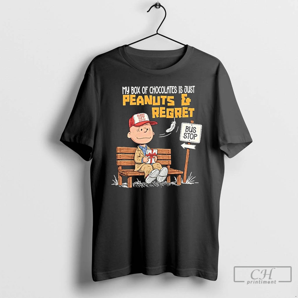 Classic My Box Of Chocolates Is Just Peanuts Regret Bubba Gump Shrimp Bus Stop T-Shirts, Hoodie, Sweatshirt | InkNestWear.com
