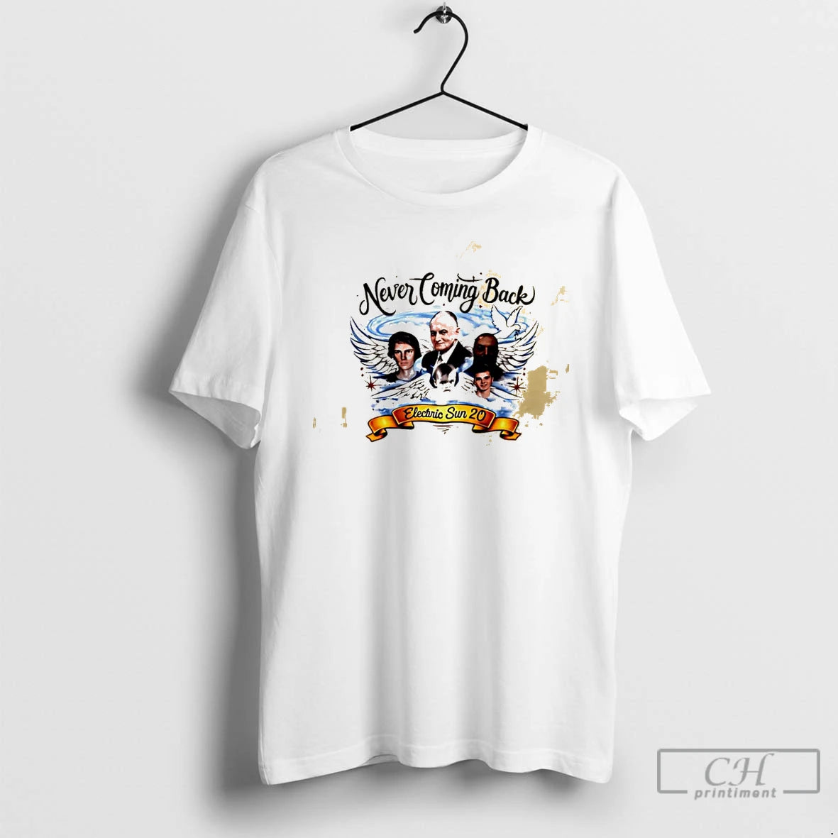 Classic Never Coming Back Electric Sun 20 Heaven Tribute With Wings And Dove T Shirts