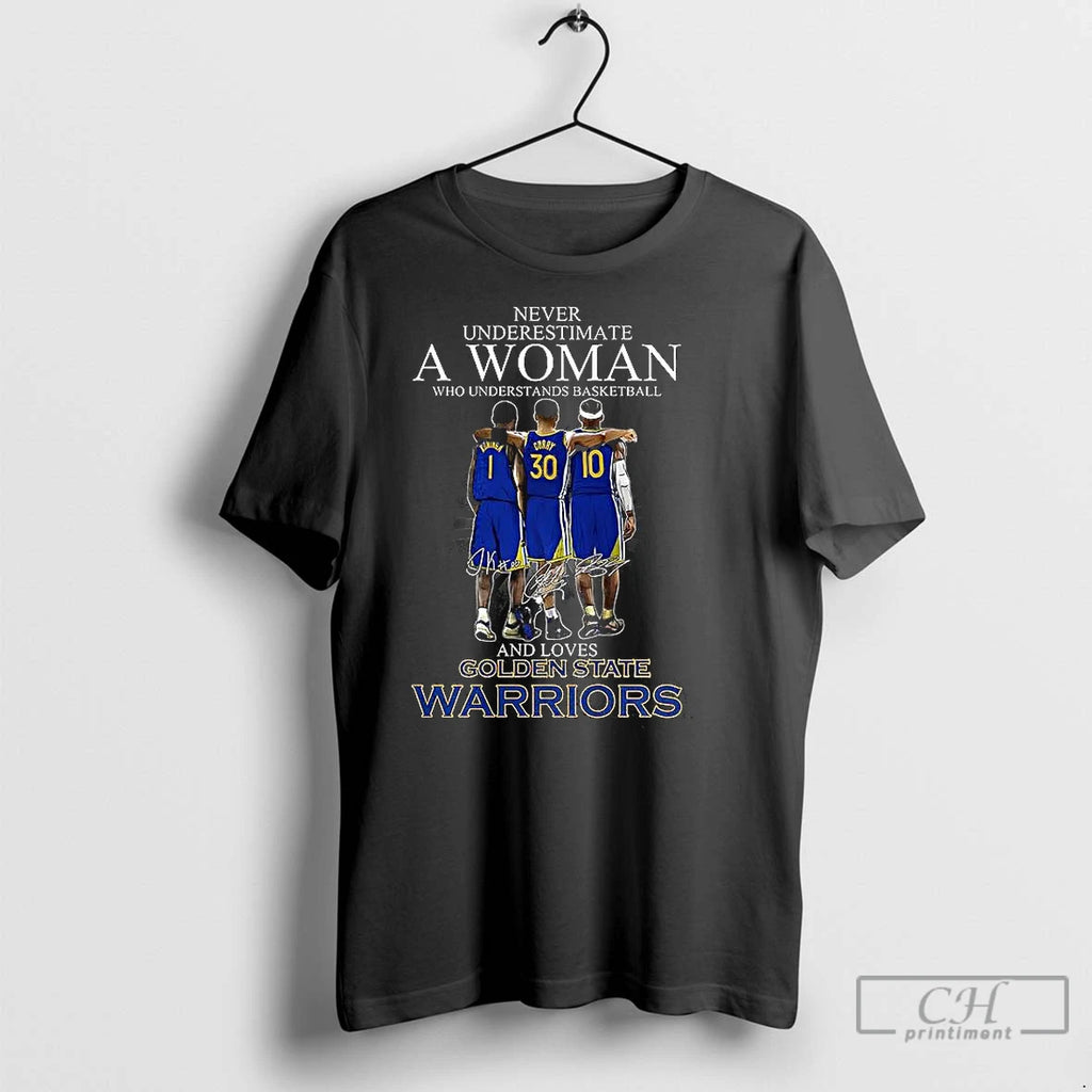 Classic Never Underestimate A Woman Who Loves Golden State Warriors Signature T-Shirts, Hoodie, Sweatshirt | InkNestWear.com