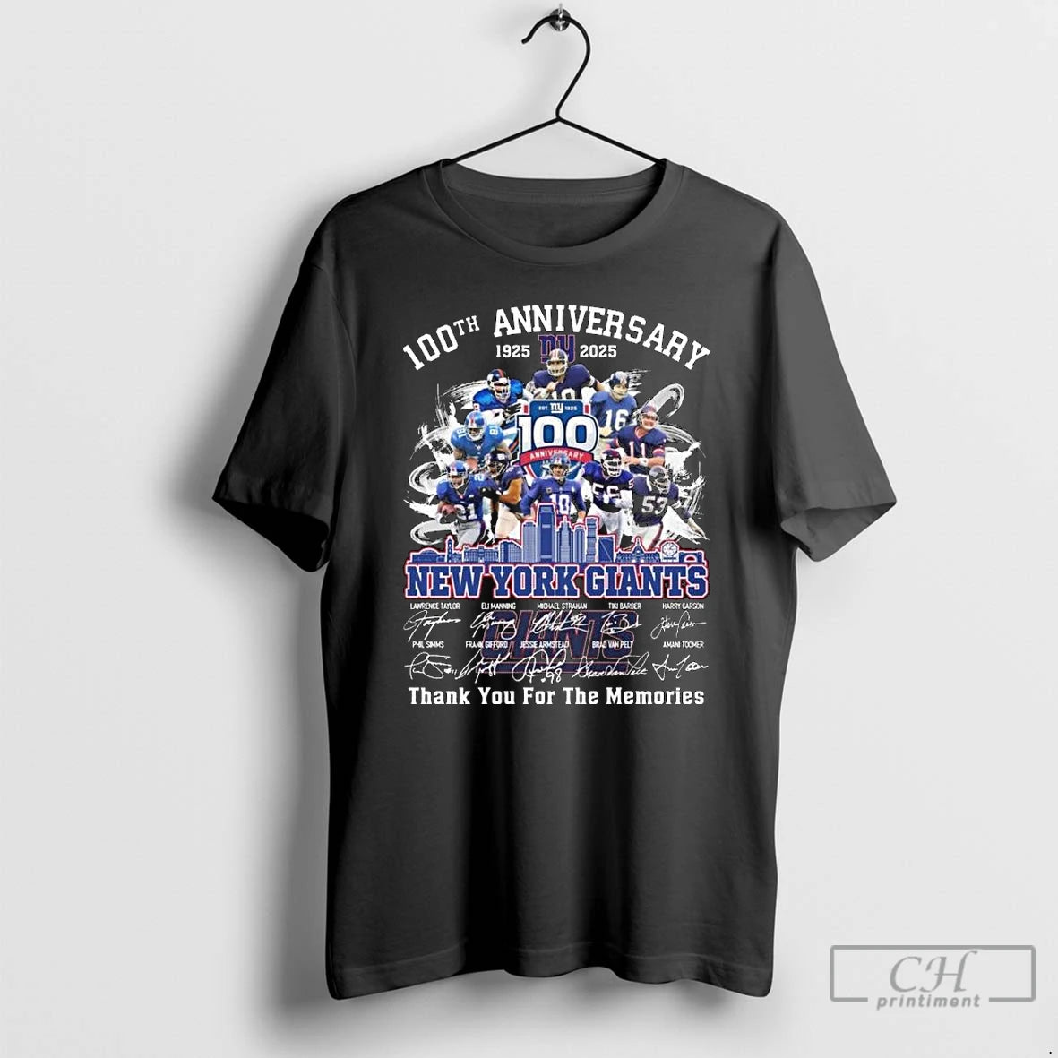 Classic New York Giants 100th Anniversary 1925 2025 Players Signatures Thank You For The Memories T-Shirts, Hoodie,...