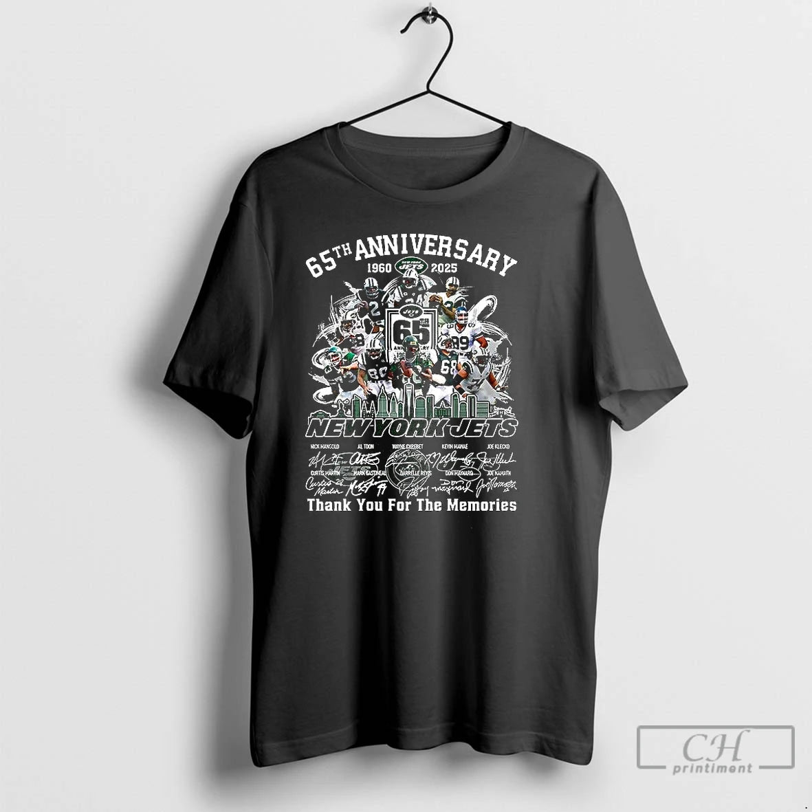 Classic New York Jets 65th Anniversary 1960 2025 Thank You For The Memories Signature T-Shirts, Hoodie, Sweatshirt
