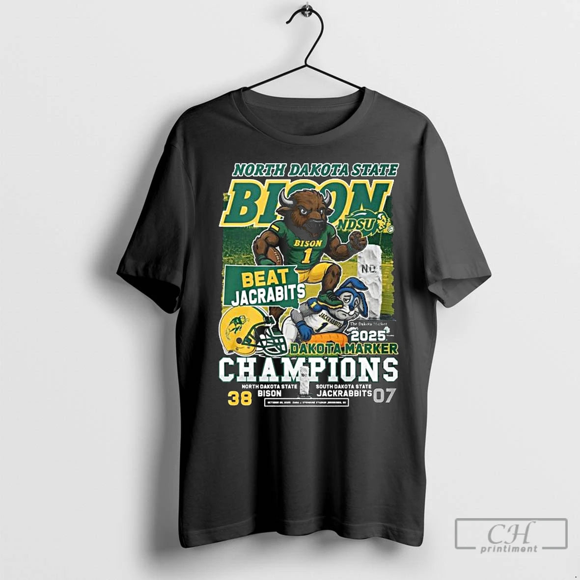 Classic North Dakota State Bison Beat Jacrabits 2025 Dakota Marker Champions Mascot Long Sleve T-Shirts, Hoodie, Sweatshirt