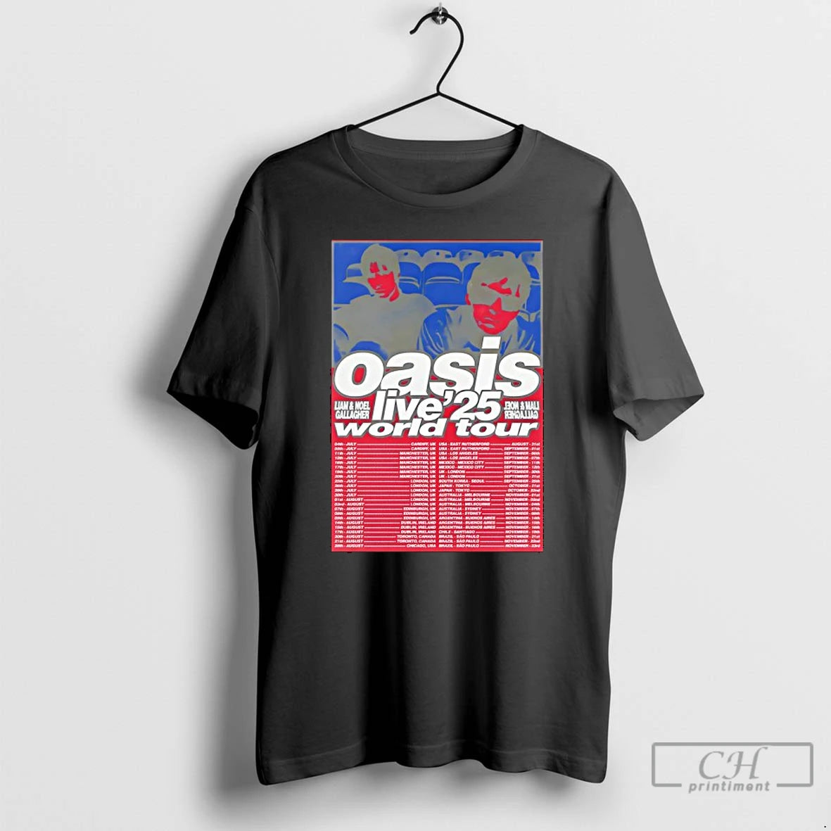 Classic Oasis Live 25 World Tour T Shirts