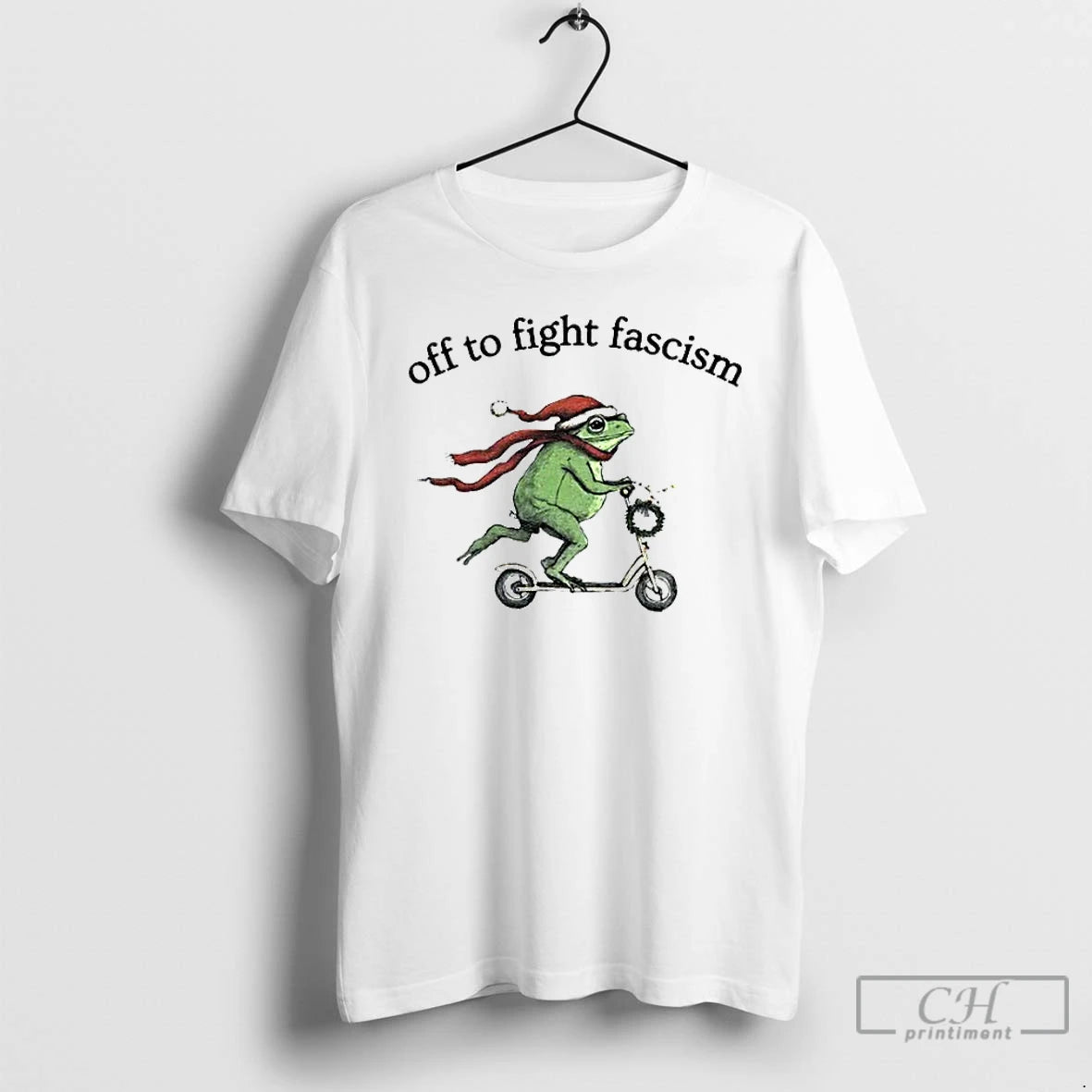 Classic Off To Fight Fascism Santa Frog Meme Liberal Christmas T-Shirts, Hoodie, Sweatshirt | InkNestWear.com