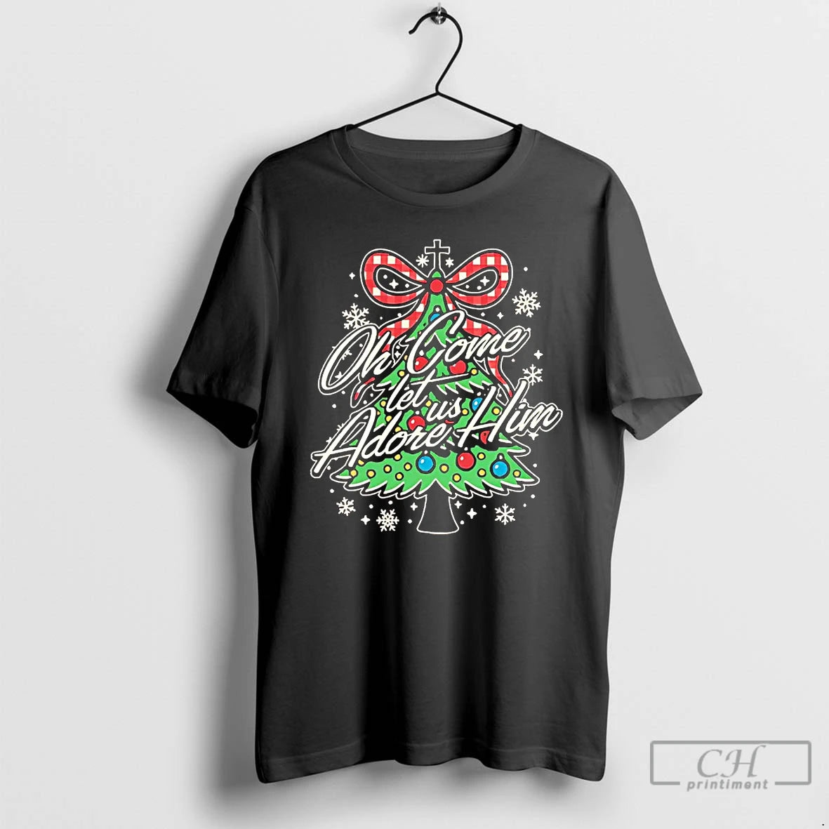 Classic Oh Come Let Us Adore Him Christmas Tree T-Shirts, Hoodie, Sweatshirt | InkNestWear.com