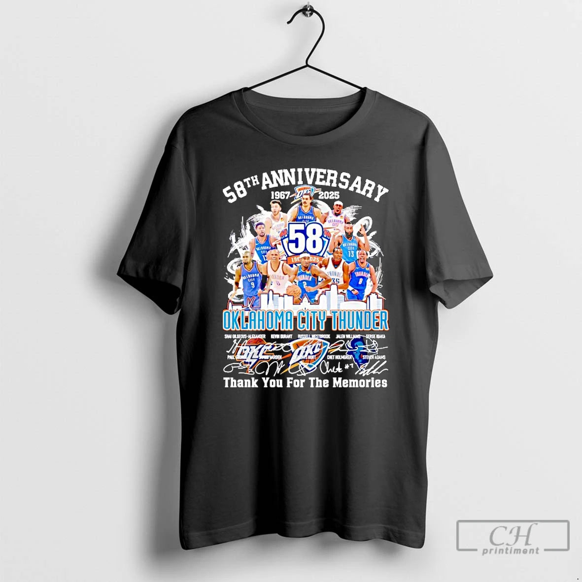 Classic Oklahoma City Thunder 58th Anniversary 1967 2025 Thank You For The Memories T Shirts Hoodie, Sweatshirt