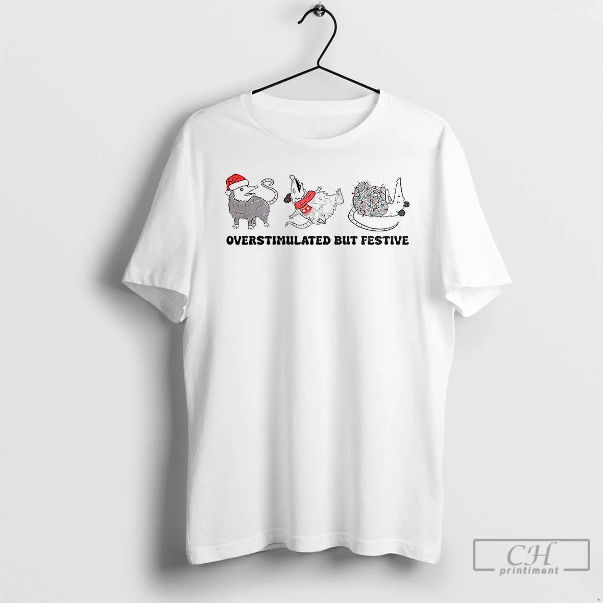 Classic Overstimulated But Festive Possum Christmas T-Shirts, Hoodie, Sweatshirt | InkNestWear.com