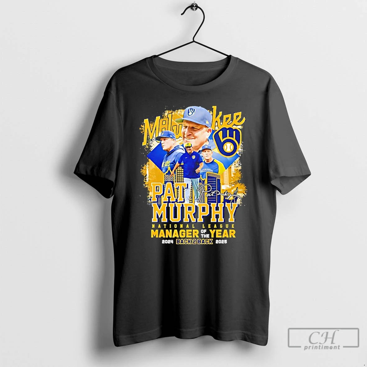 Classic Pat Murphy National League Manager Of The Year 2024 2025 Back To Back Signature T-Shirts, Hoodie, Sweatshirt