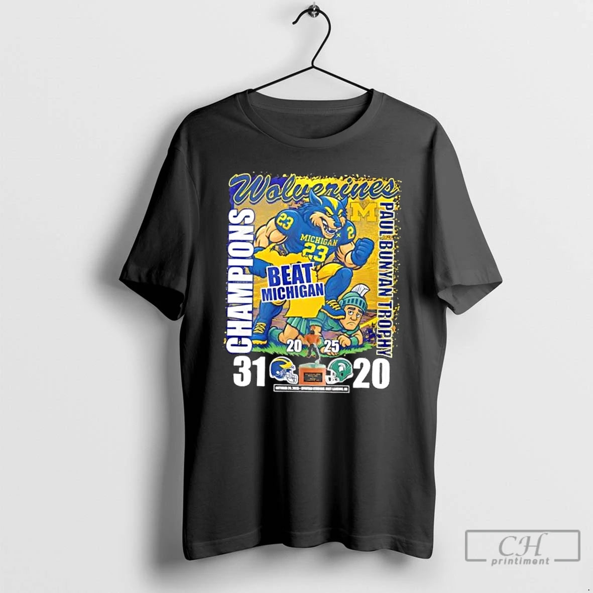 Classic Paul Bunyan Trophy Michigan Wolverine Vs Michigan State Spartans Mascots T Shirts Hoodie, Sweatshirt