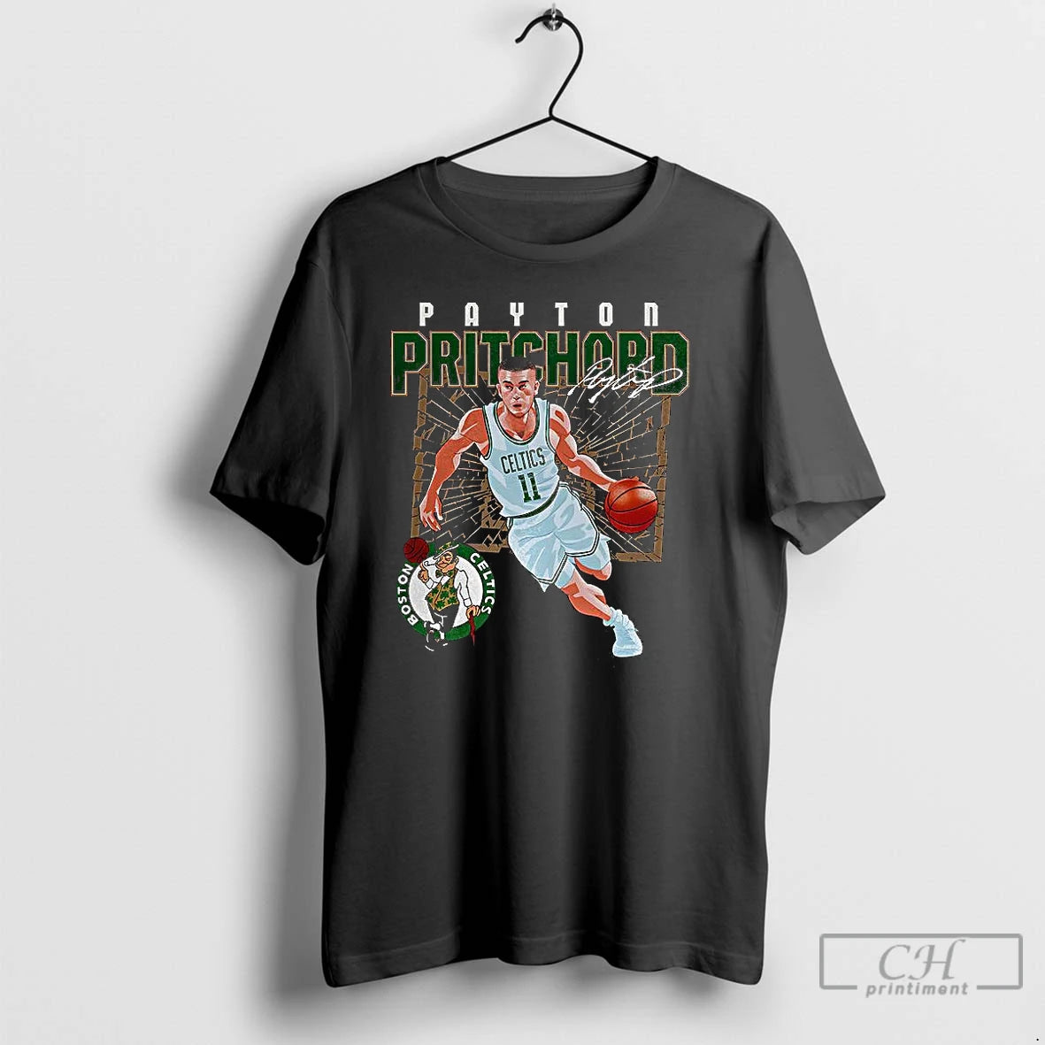 Classic Payton Pritchard Boston Celtics Nba 2025 Shattered Number 11 Signature T Shirts Hoodie, Sweatshirt | InkNestWear.com