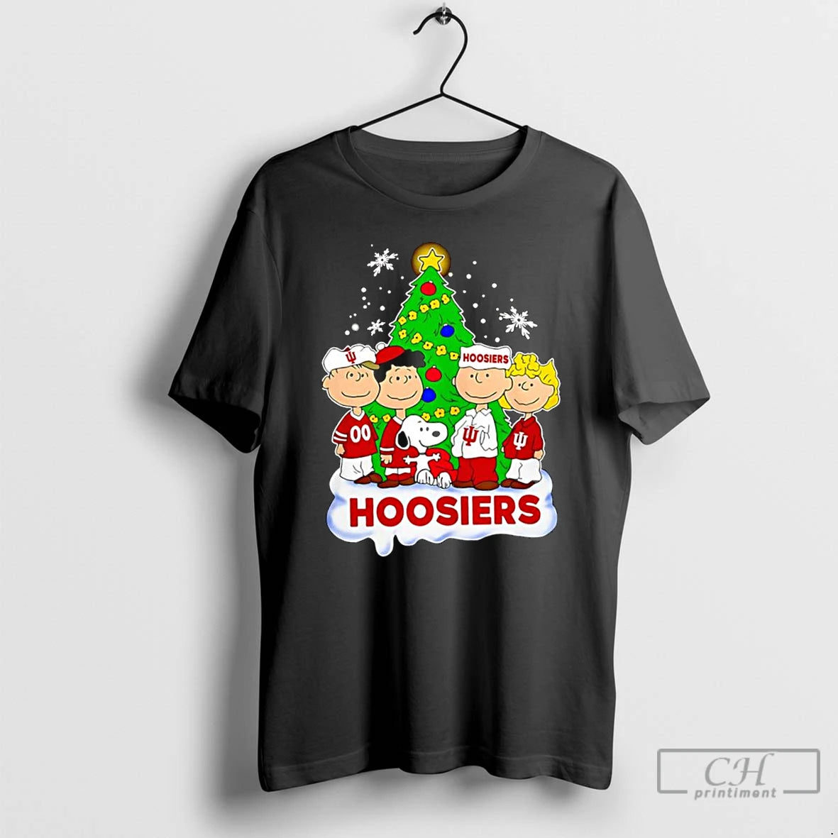 Classic Peanuts Characters With Indiana University Hoosiers Christmas Tree T Shirts Hoodie, Sweatshirt | InkNestWear.com
