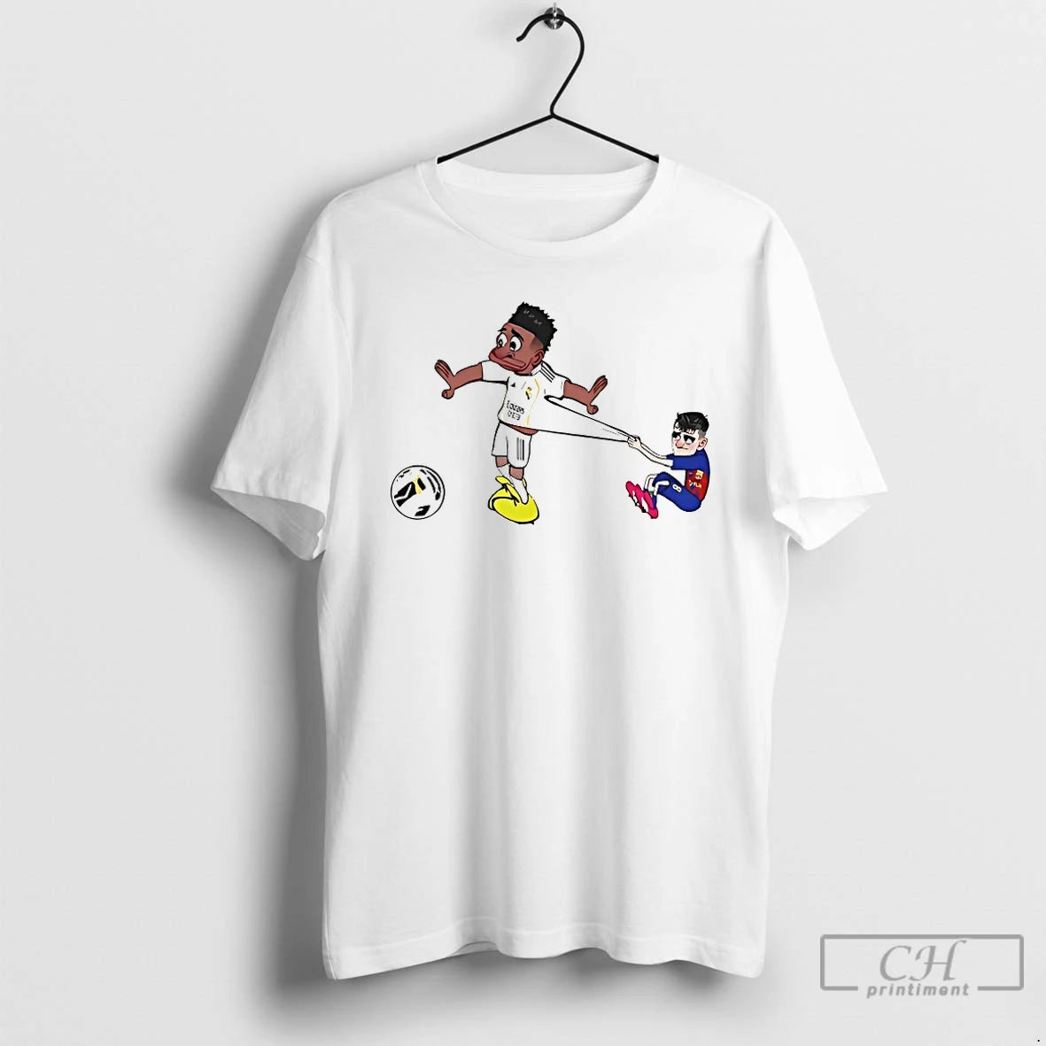 Classic Pedri Pulling Vinicius Cartoon T Shirts Hoodie, Sweatshirt | InkNestWear.com