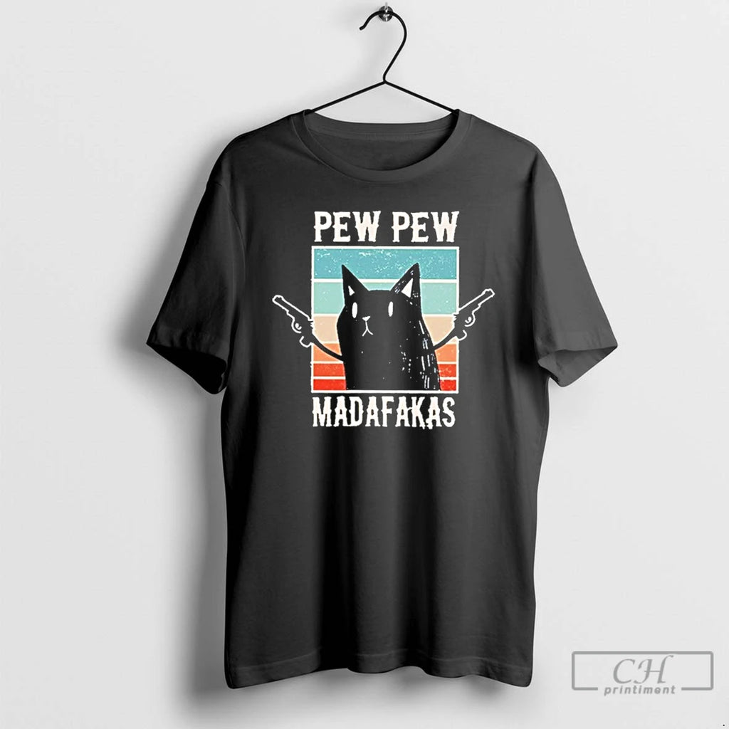 Classic Pew Pew Cat Vintage Madafakas T Shirts Hoodie, Sweatshirt | InkNestWear.com