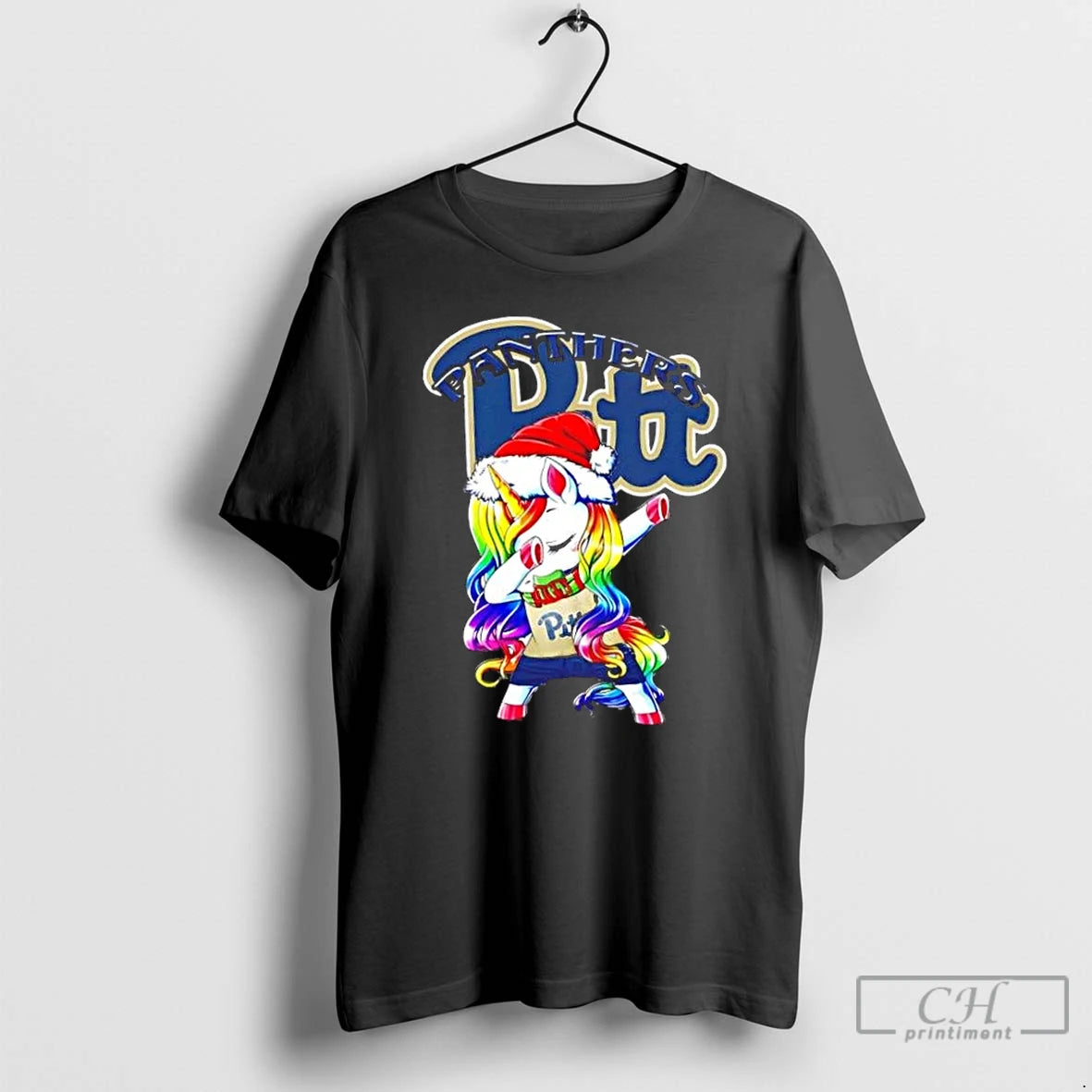 Classic Pittsburgh Panthers Football X Unicorn Santa Hat Dabbing Merry Christmas T Shirts Hoodie, Sweatshirt