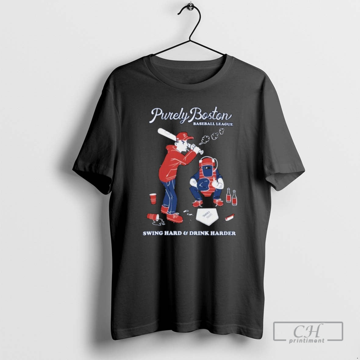 Classic Purely Boston Baseball League Swing Hard And Drink Harder Shirt Sweater