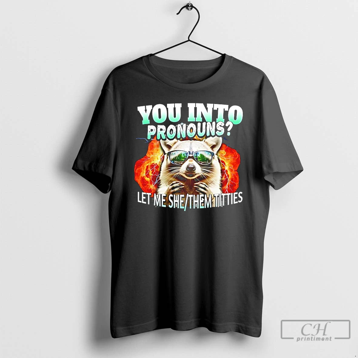 Classic Raccoon You Into Pronouns Let Me She Them Titties T Shirts Hoodie, Sweatshirt | InkNestWear.com