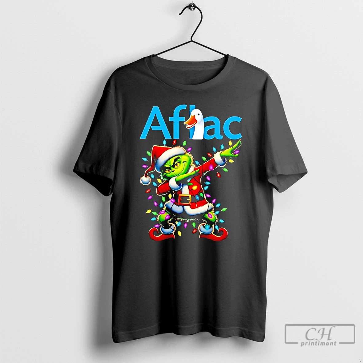 Classic Santa Grinch Dabbing Aflac Christmas Light T Shirts Hoodie, Sweatshirt | InkNestWear.com
