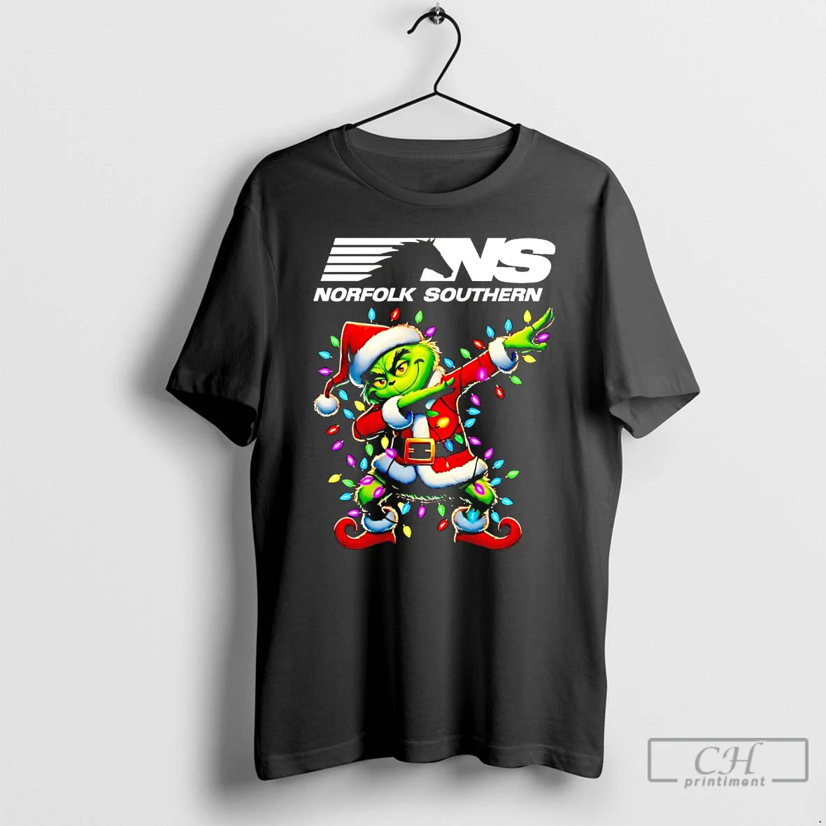 Classic Santa Grinch Dabbing Norfolk Southern Railway Christmas Light T Shirts Hoodie, Sweatshirt | InkNestWear.com
