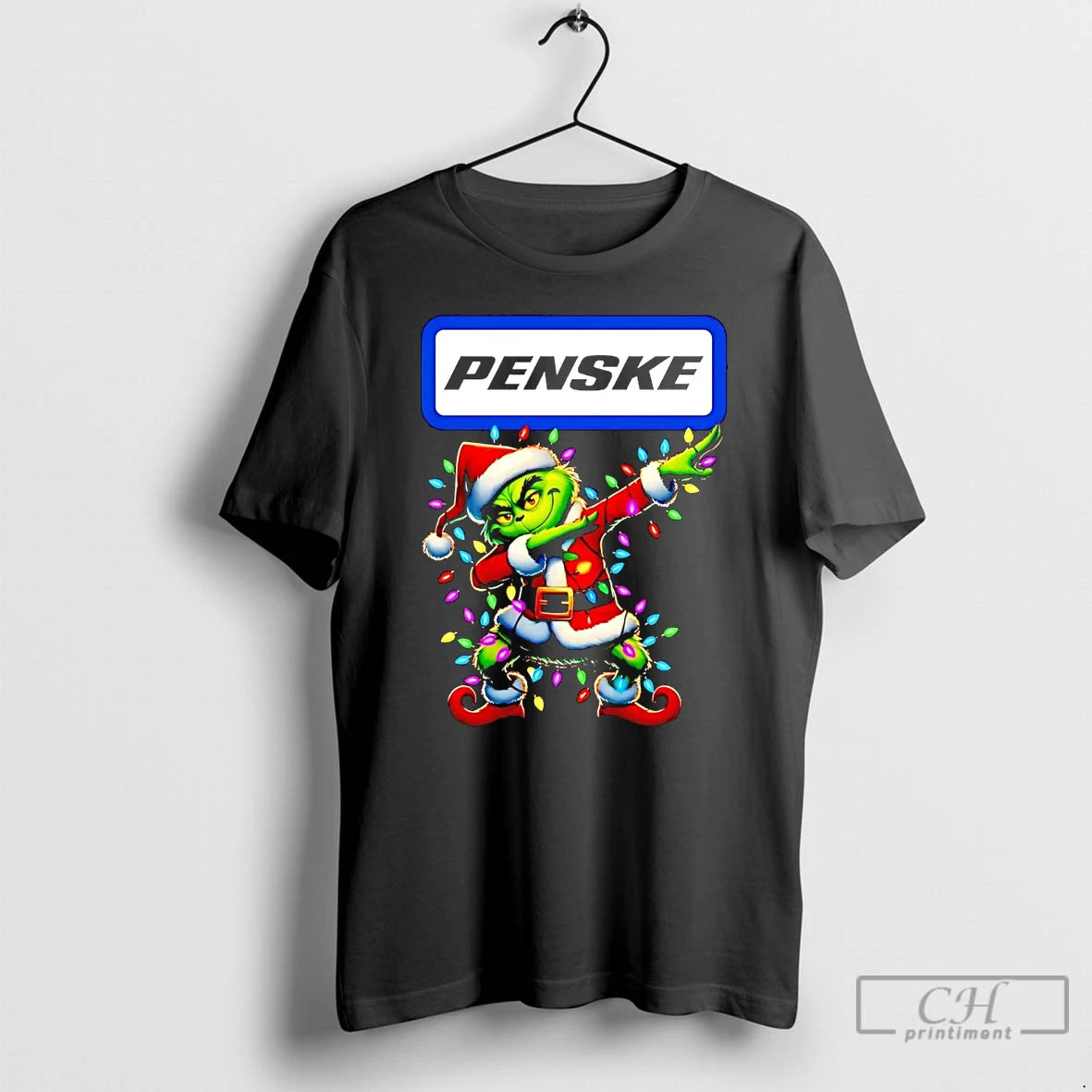 Classic Santa Grinch Dabbing Penske Christmas Light T Shirts Hoodie, Sweatshirt | InkNestWear.com