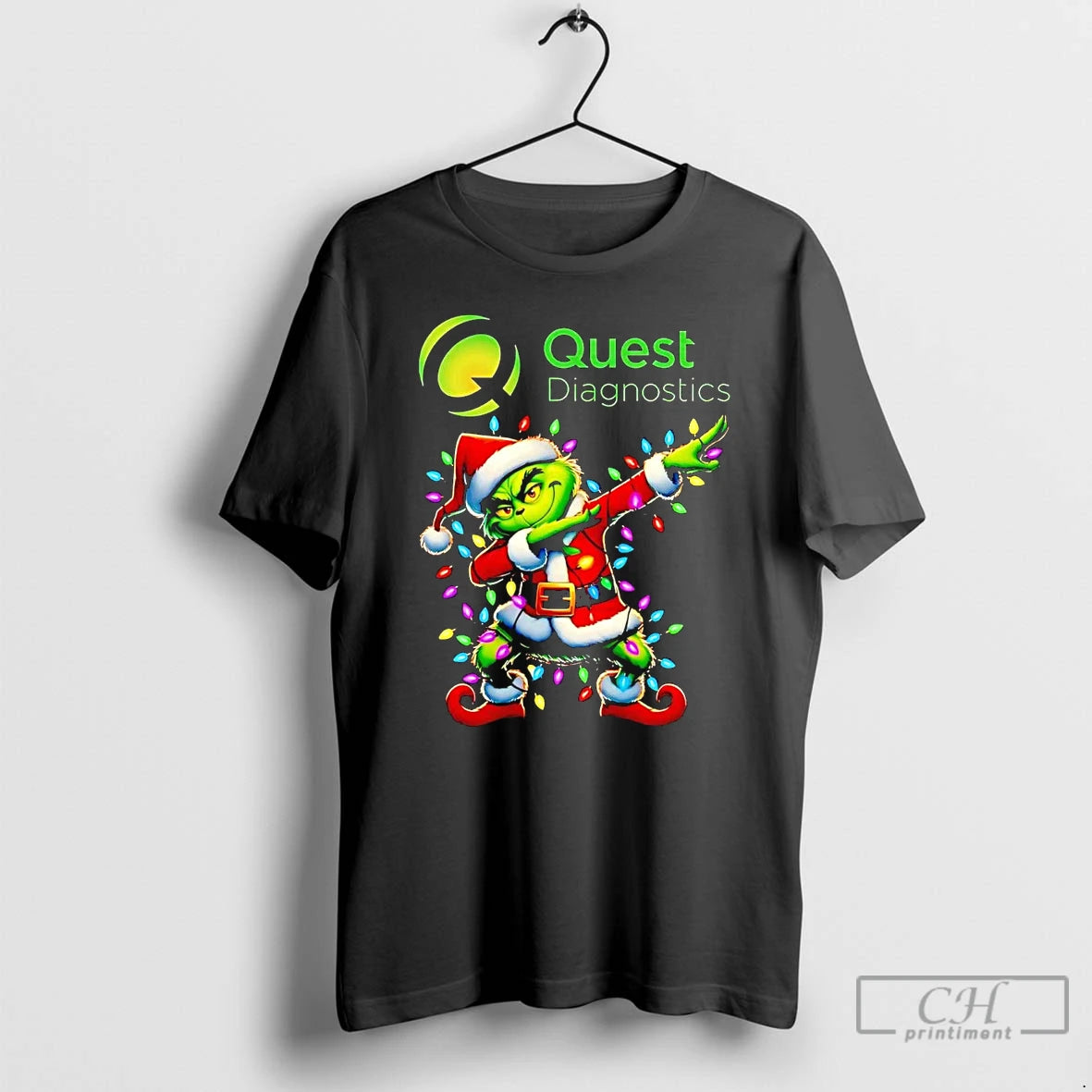 Classic Santa Grinch Dabbing Quest Diagnostics Christmas Light T Shirts Hoodie, Sweatshirt | InkNestWear.com