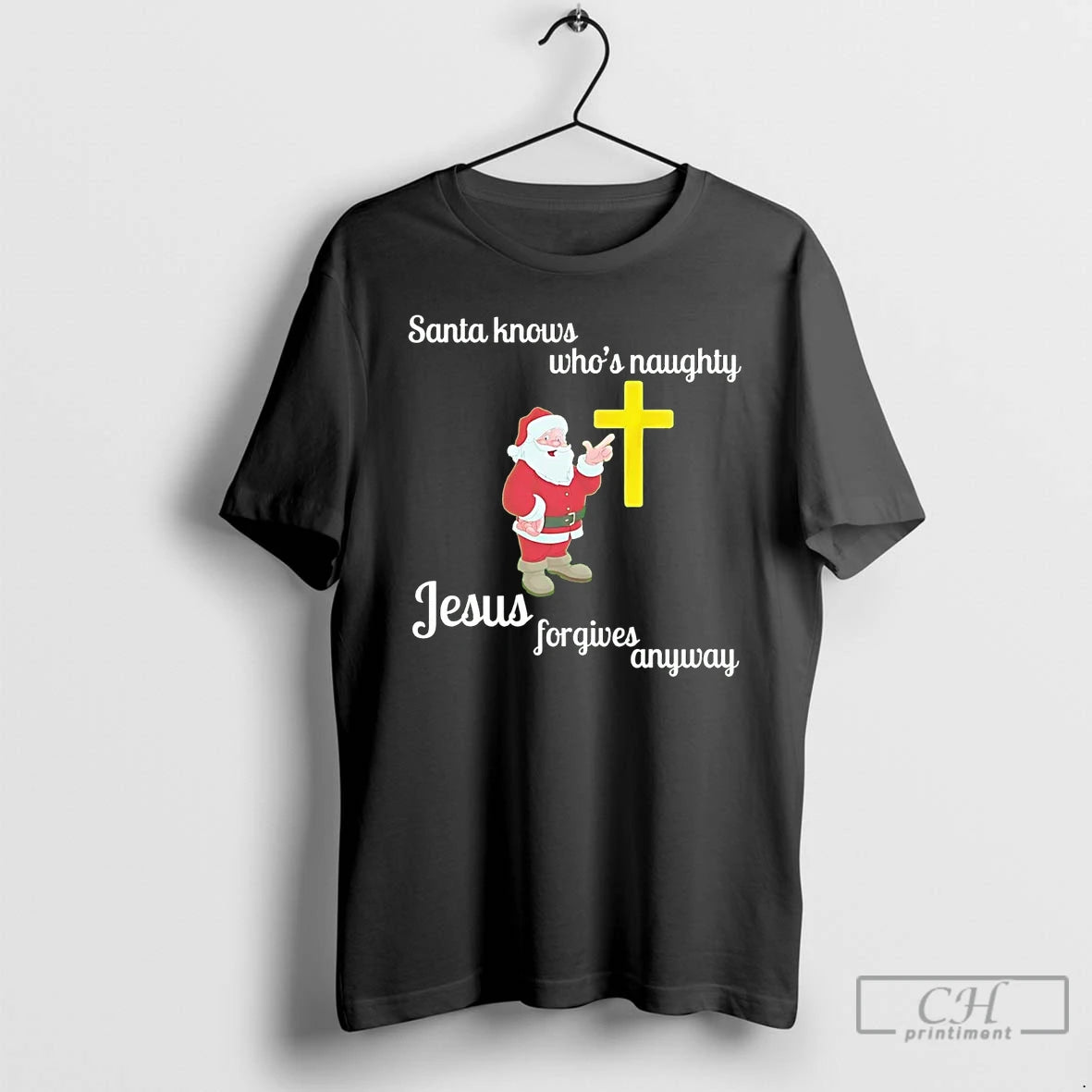 Classic Santa Knows Whos Naughty Jesus Forgives Anyway T-Shirts, Hoodie, Sweatshirt | InkNestWear.com