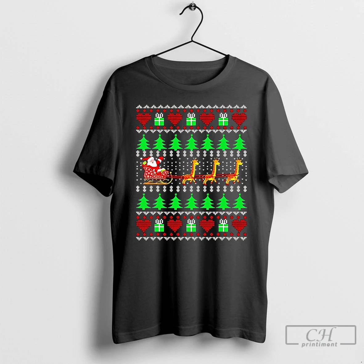 Classic Santa Riding Giraffe Ugly Christmas T Shirts Hoodie, Sweatshirt | InkNestWear.com
