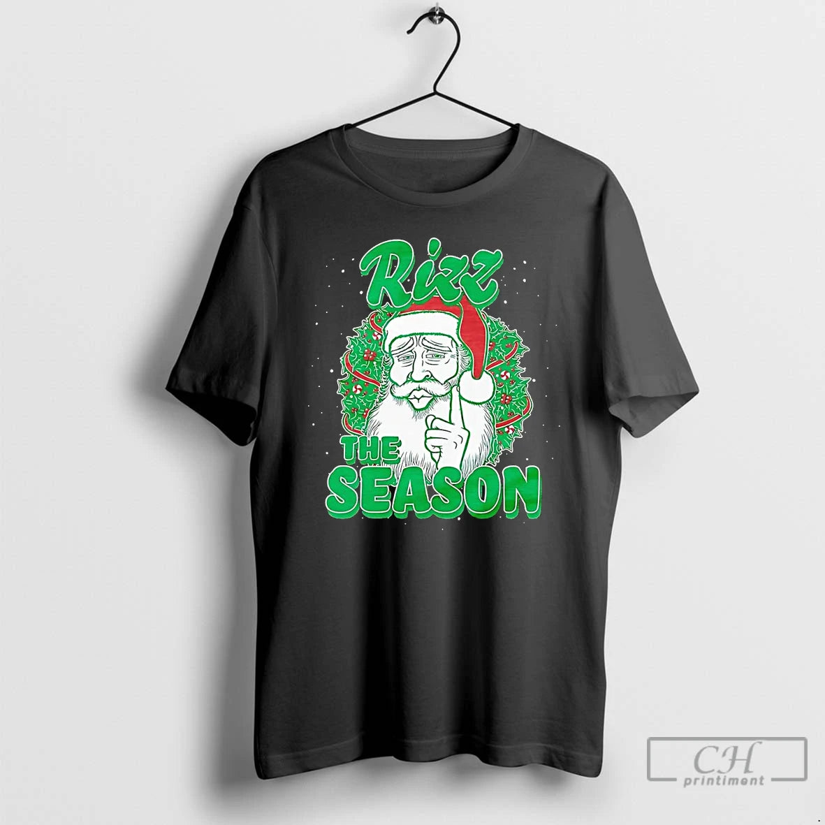 Classic Santa Rizz The Season Christmas Wreath T Shirts Hoodie, Sweatshirt | InkNestWear.com