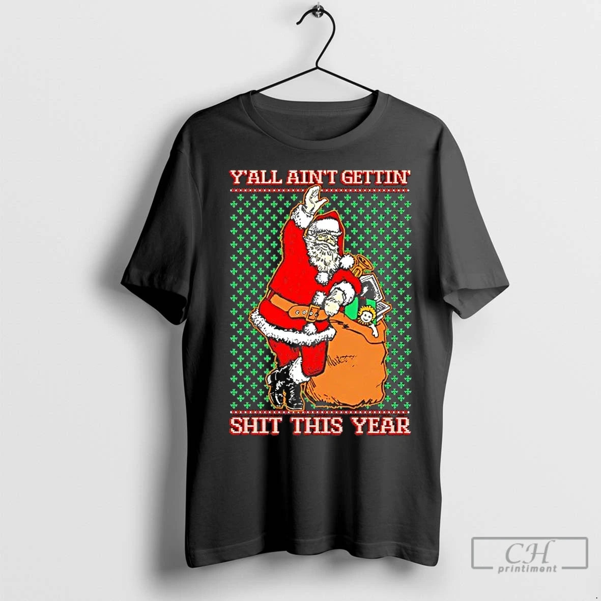 Classic Santa Yall Aint Getting Shit This Year Ugly Christmas T-Shirts, Hoodie, Sweatshirt | InkNestWear.com