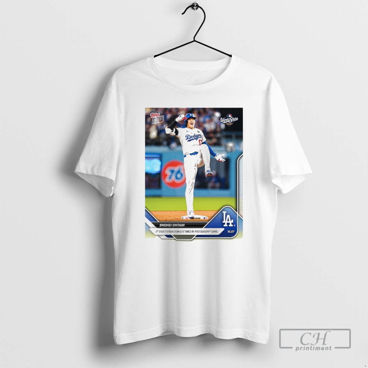Classic Shohei Ohtani 2025 Mlb Topps Los Angeles Dodgers 1st Ever To Reach Base T-Shirts, Hoodie, Sweatshirt