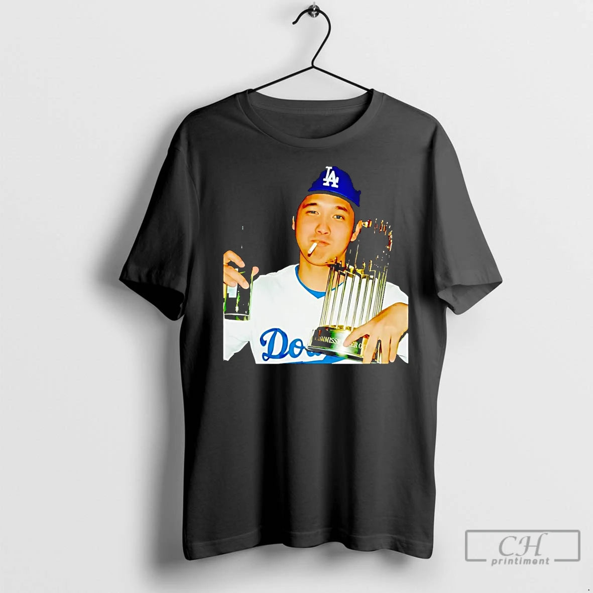 Classic Shohei Ohtani Smoking Trophy 2025 Dodgers Champion T-Shirts, Hoodie, Sweatshirt | InkNestWear.com