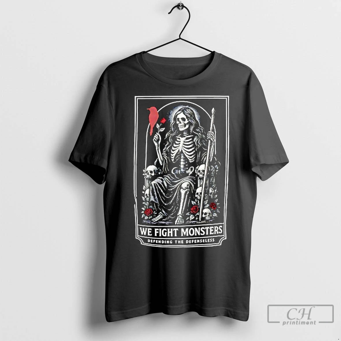 Classic Skeleton We Fight Monsters Defending The Defenseless T-Shirts, Hoodie, Sweatshirt | InkNestWear.com